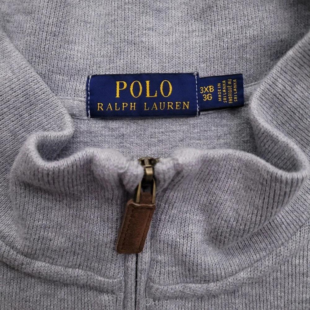 Polo Ralph Lauren Sweater Mens 3XB Quarter Zip Pullover Gray Mock Neck Cotton